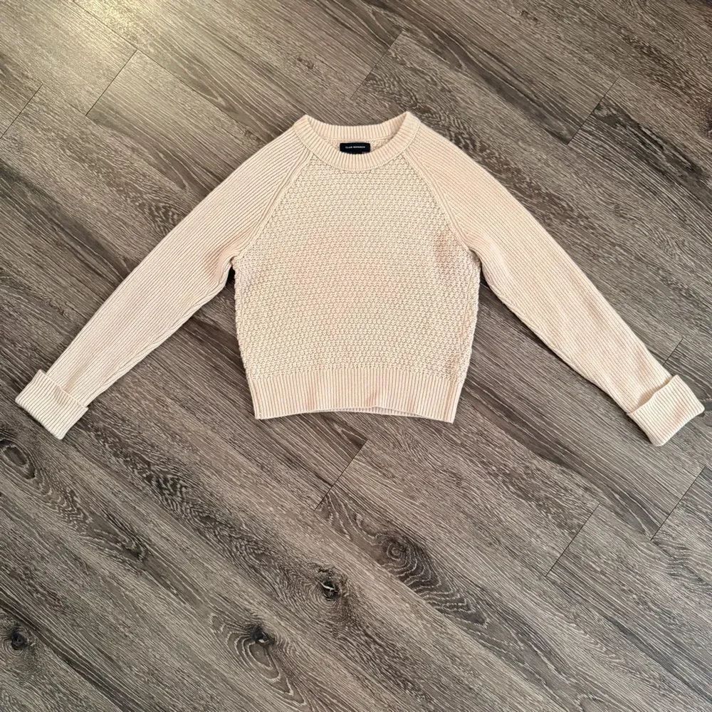 Club Monaco Mixed Stitch Shrunken Crewneck Sweater
